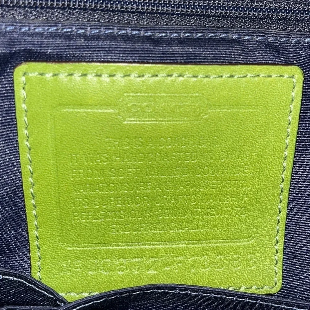 Coach Lime Green Leather Hamilton Shoulder Bag Interior Dark Blue